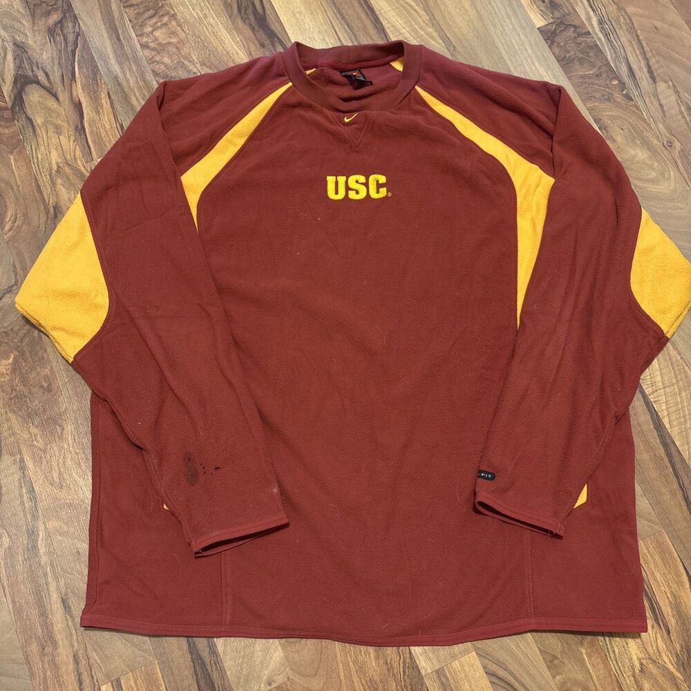 Vintage 90’s Nike USC Trojans Middle Swoosh Therma Fit Crew Neck Size XXL
